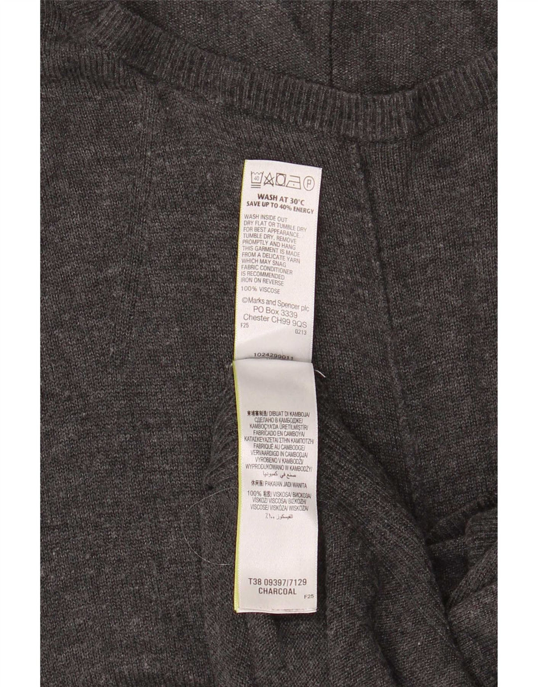 Marks & Spencer Damski sweter z rękawem 3/4 i dekoltem w łódkę UK 12 Medium Gre