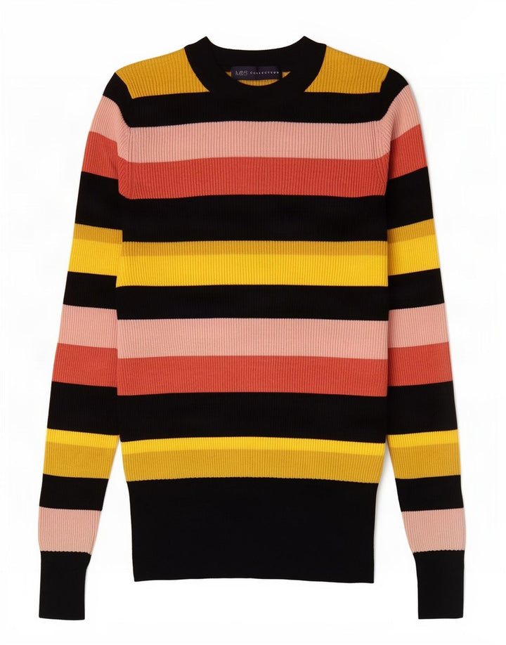 Marks & Spencer Damski sweter z okrągłym dekoltem, UK 14, duży, wielokolorowy