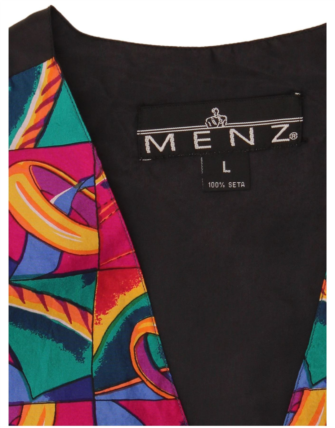 VINTAGE Męska kamizelka duża, wielobarwna, patchworkowa, jedwabna