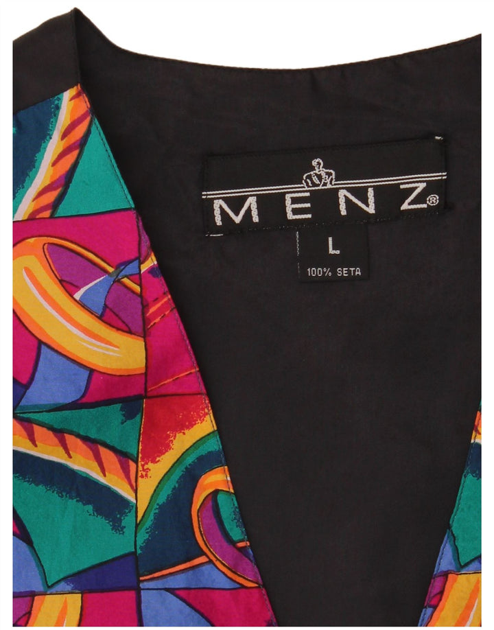 VINTAGE Męska kamizelka duża, wielobarwna, patchworkowa, jedwabna