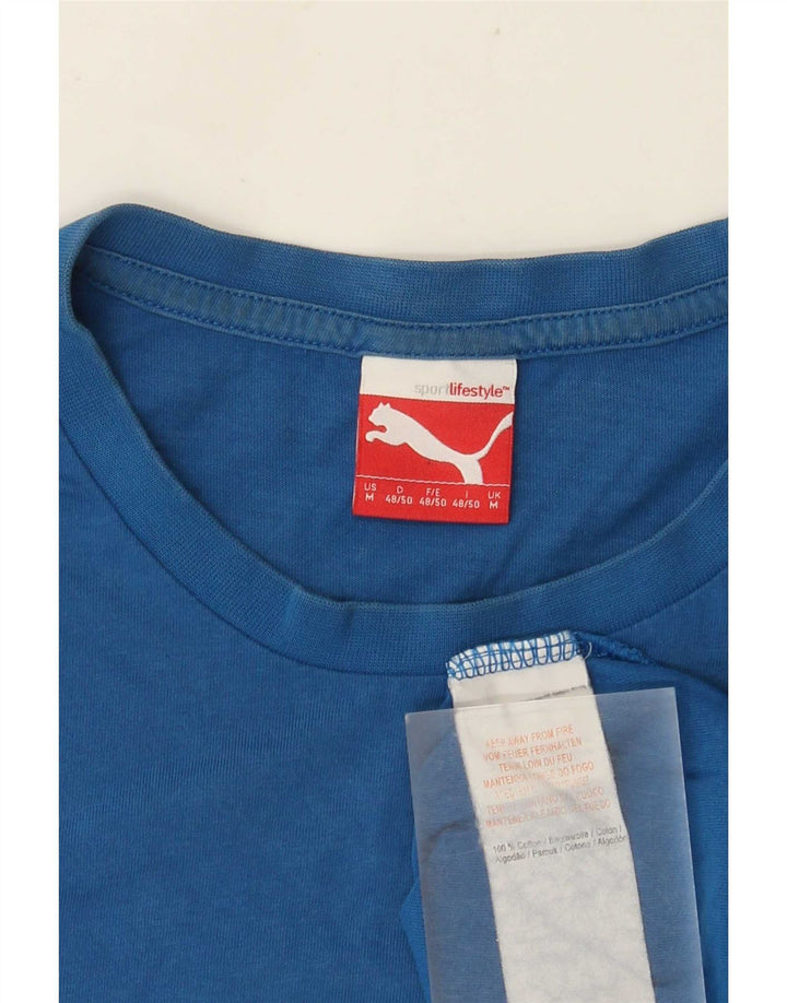 Męska koszulka z grafiką Puma, bawełniana, średnia niebieska