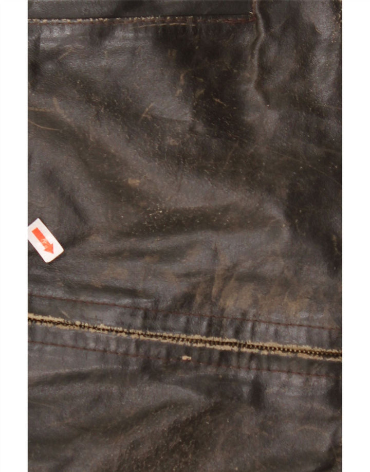 Damska kurtka skórzana VINTAGE z rękawem 3/4 UK 14, średnia brązowa skóra