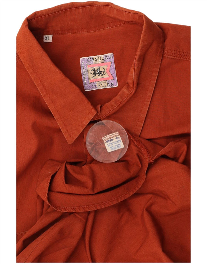 Koszula męska z krótkim rękawem CASUCCI XL, pomarańczowa, bawełniana