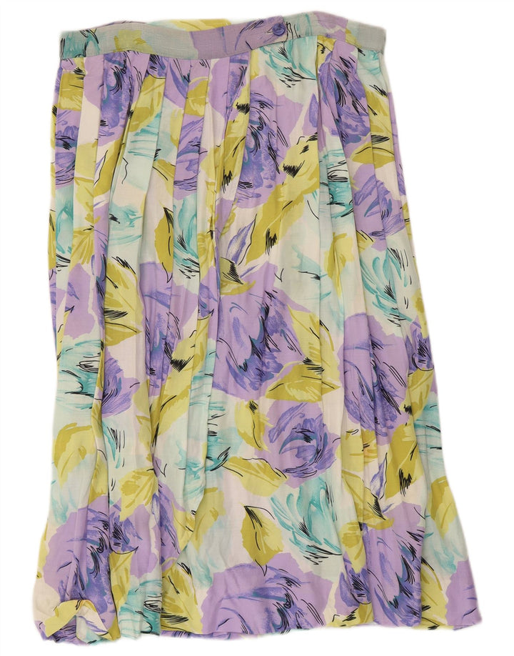 Vintage damska plisowana spódnica W32 duża, wielobarwna w kwiaty