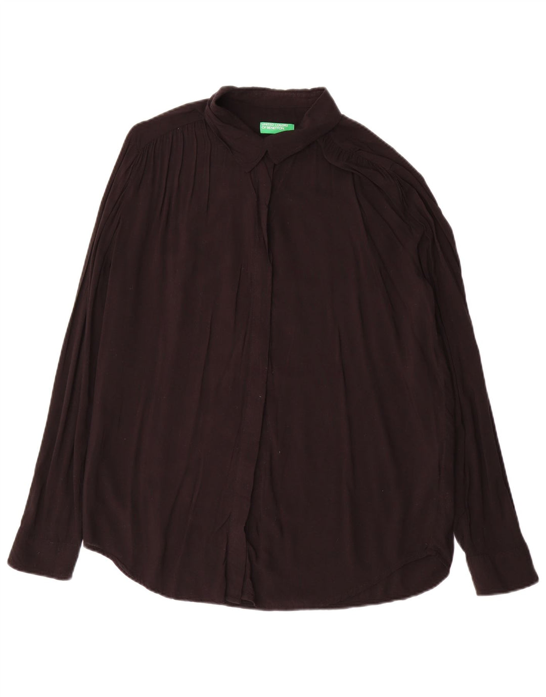 Damska bluzka koszulowa oversize Benetton UK 16, duża, czarna wiskoza