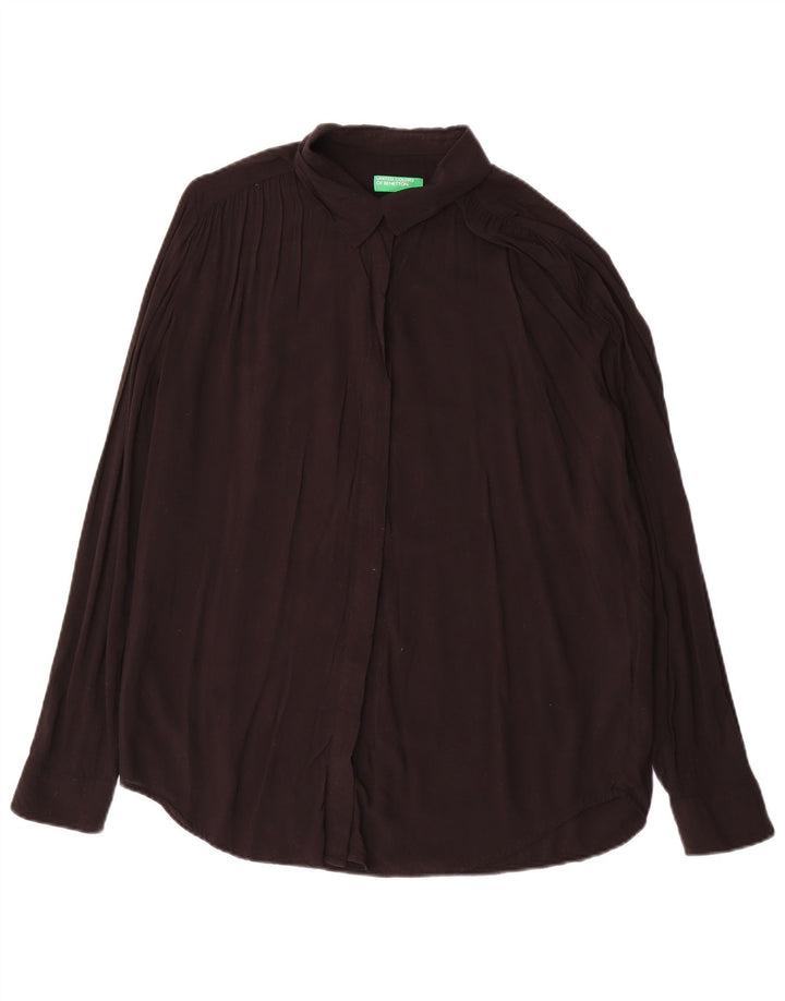 Damska bluzka koszulowa oversize Benetton UK 16, duża, czarna wiskoza
