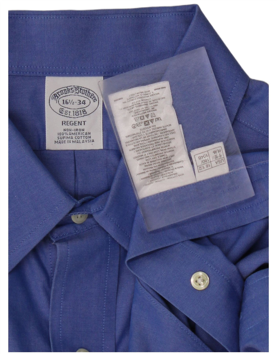 BROOKS BROTHERS Męska koszula Regent w rozmiarze 16 1/2, duża, niebieska bawełniana