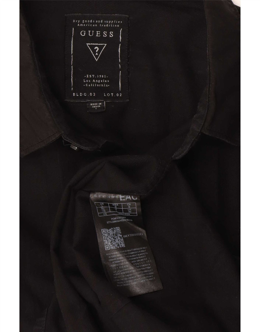 Koszula męska Guess Slim Fit, duża, czarna, bawełniana w kratę