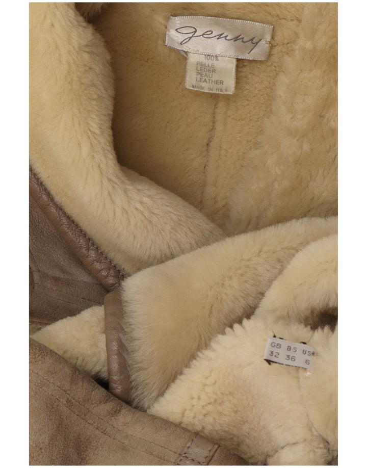 Damska kurtka shearling Genny US 6, średnia szara skóra
