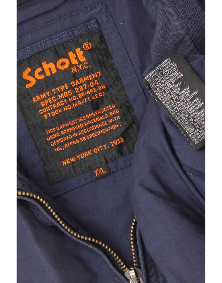 Męska kurtka bomber Schott UK 44 2XL granatowa, bawełniana
