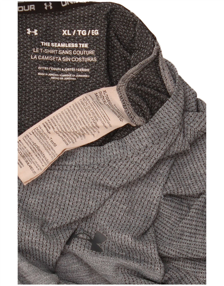 Under Armour Męski T-shirt Top XL Szary, poliester w prążki