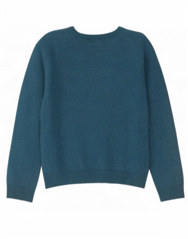 Marks & Spencer Damski sweter z dekoltem w kształcie litery V, UK 18 XL, niebieski, wełna owcza