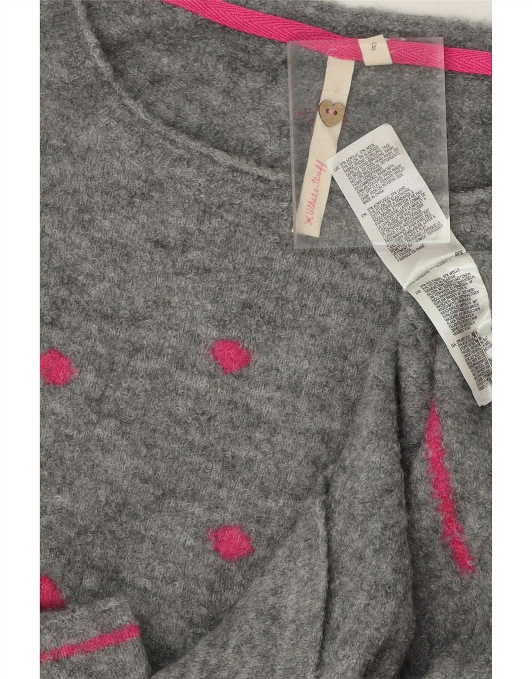WHITE STUFF Womens Boat Neck Jumper Sweater UK 8 Small Grey Spotted Vintage White Stuff and Second-Hand White Stuff from Messina Hembry 