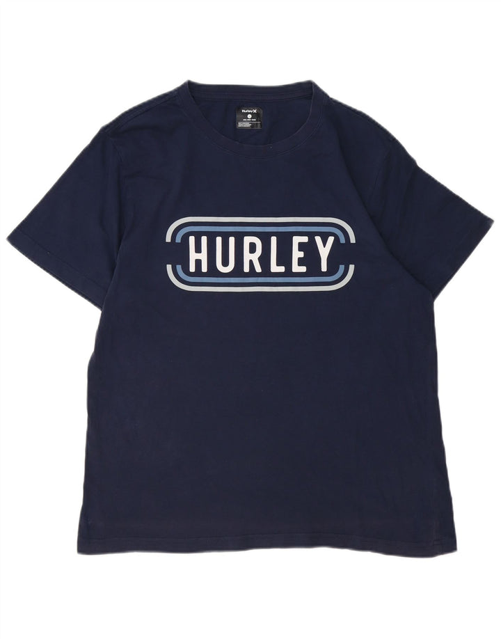 Męski T-shirt z grafiką Hurley, duży, granatowy, bawełniany