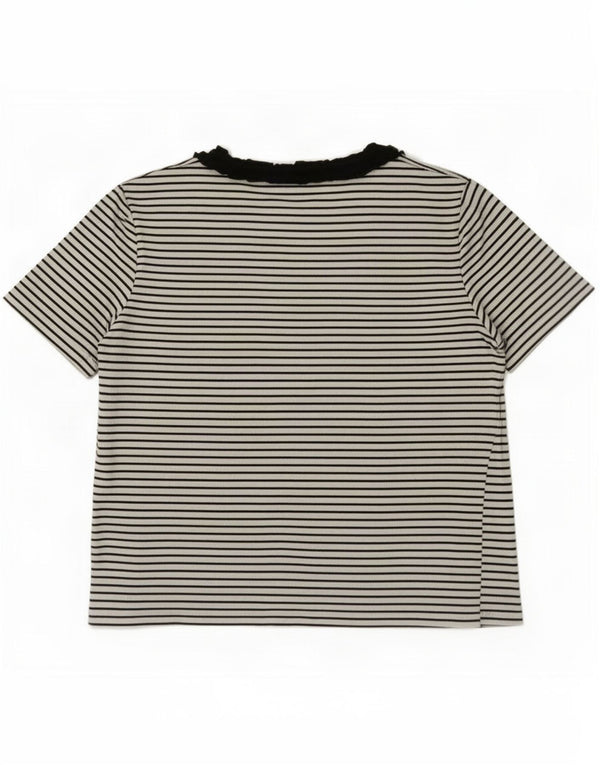 T-shirt damski Zara Top UK 12, bawełna w średnie białe paski