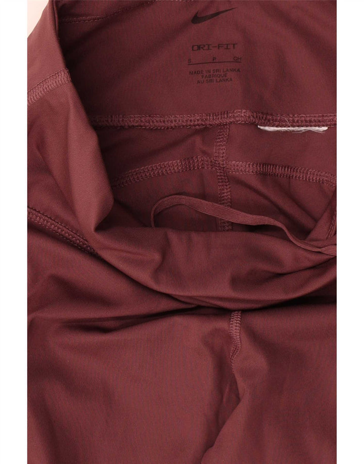 Damskie legginsy Nike Dri Fit UK 8, małe, bordowe