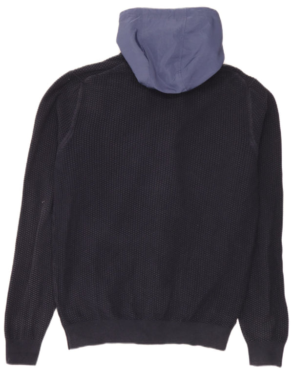 Męski sweter rozpinany Massimo Dutti XL z kapturem, granatowy, bawełniany w bloki kolorów