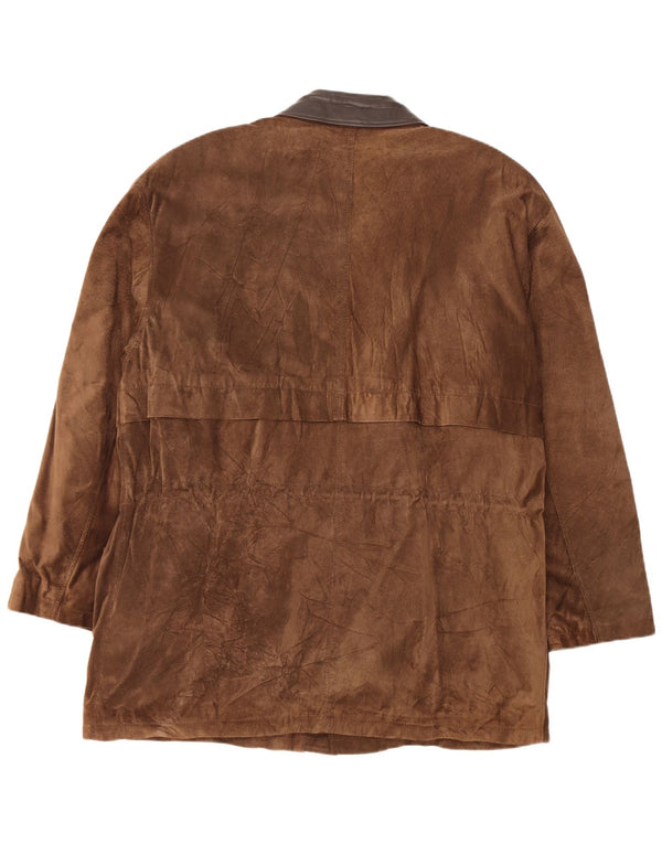 Vintage męska zamszowa kurtka IT 54 XL brązowa skóra