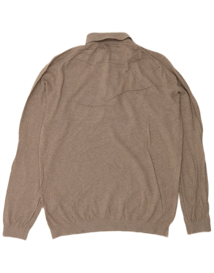 Męski sweter polo Massimo Dutti w kolorze średniego beżu, bawełniany