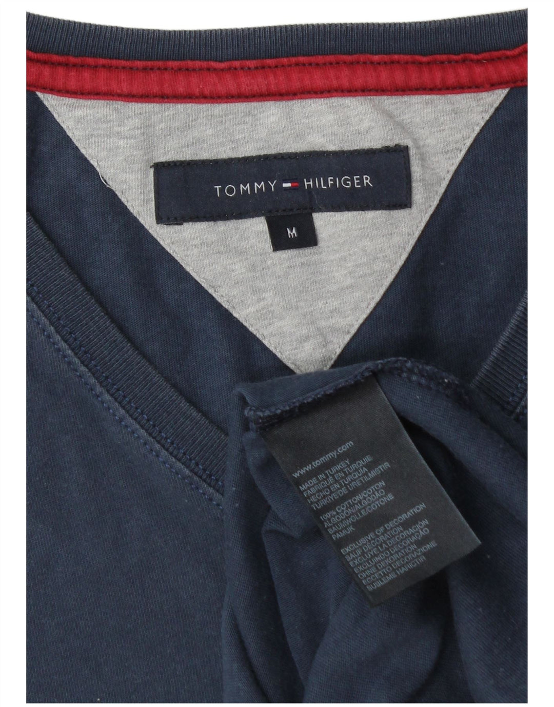 TOMMY HILFIGER Męski top z długim rękawem, średni, granatowy, bawełniany