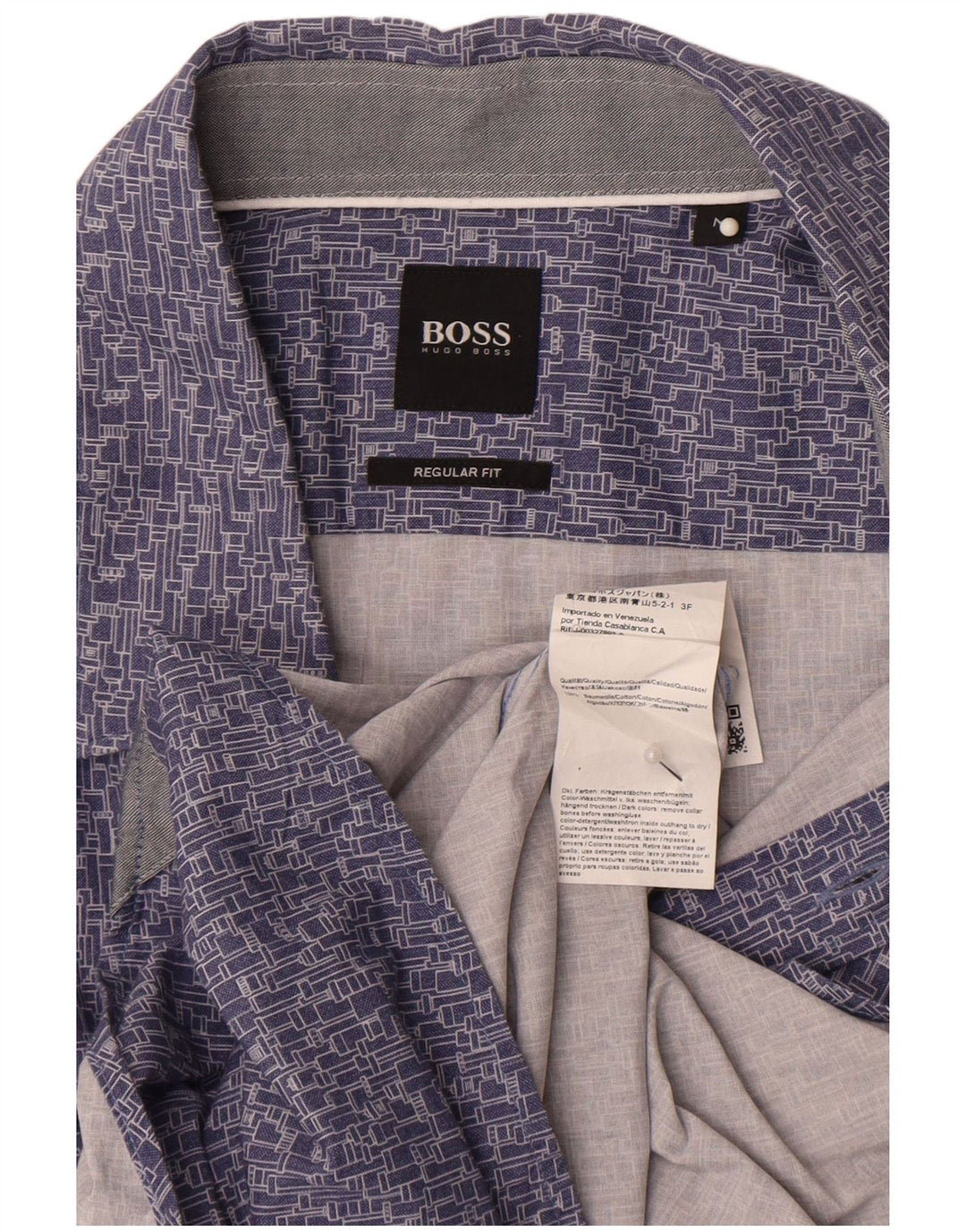 Męska koszula o regularnym kroju Hugo Boss, średnioniebieska, geometryczna bawełna
