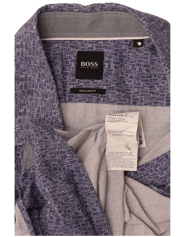 Męska koszula o regularnym kroju Hugo Boss, średnioniebieska, geometryczna bawełna