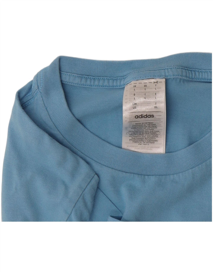 Adidas Męski T-shirt Top Duży Niebieski Bawełniany