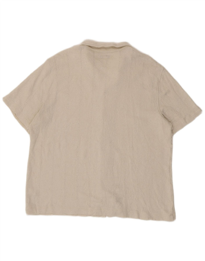 Marks & Spencer Męska koszula z krótkim rękawem, 2XL, bawełniana w kolorze złamanej bieli