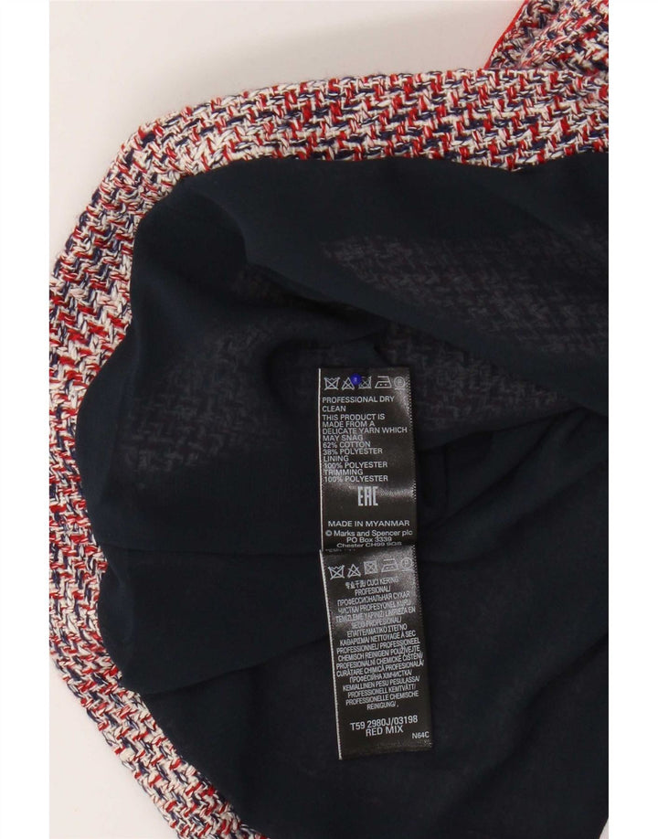 Marks & Spencer Damska marynarka typu Crop Blazer UK 12, średnia, czerwona, bawełniana w plamki