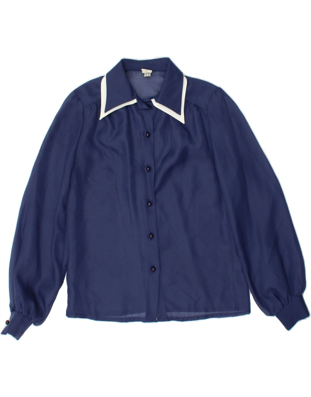 ZOGBAUM Womens Shirt Blouse EU 38 Medium Navy Blue Polyester Vintage Zogbaum and Second-Hand Zogbaum from Messina Hembry 