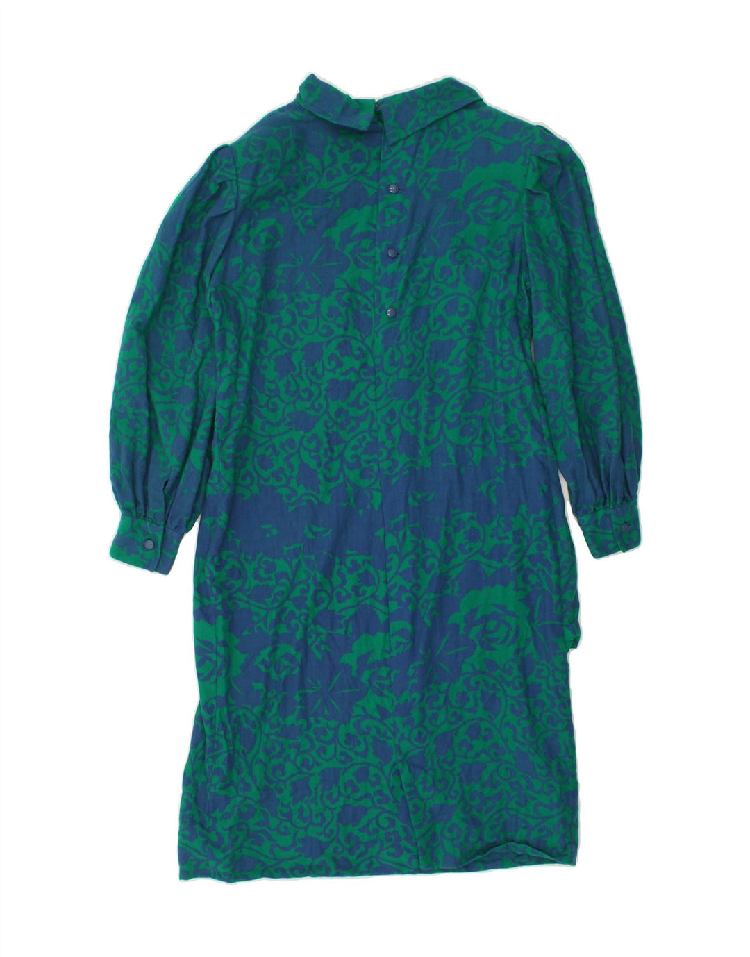 VINTAGE Womens Long Sleeve Shift Dress UK 12 Medium Blue Paisley Vintage Vintage and Second-Hand Vintage from Messina Hembry 