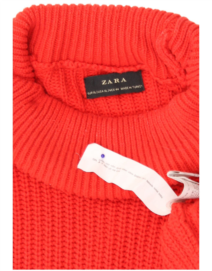 Zara Męski sweter z golfem XL, czerwony, bawełniany