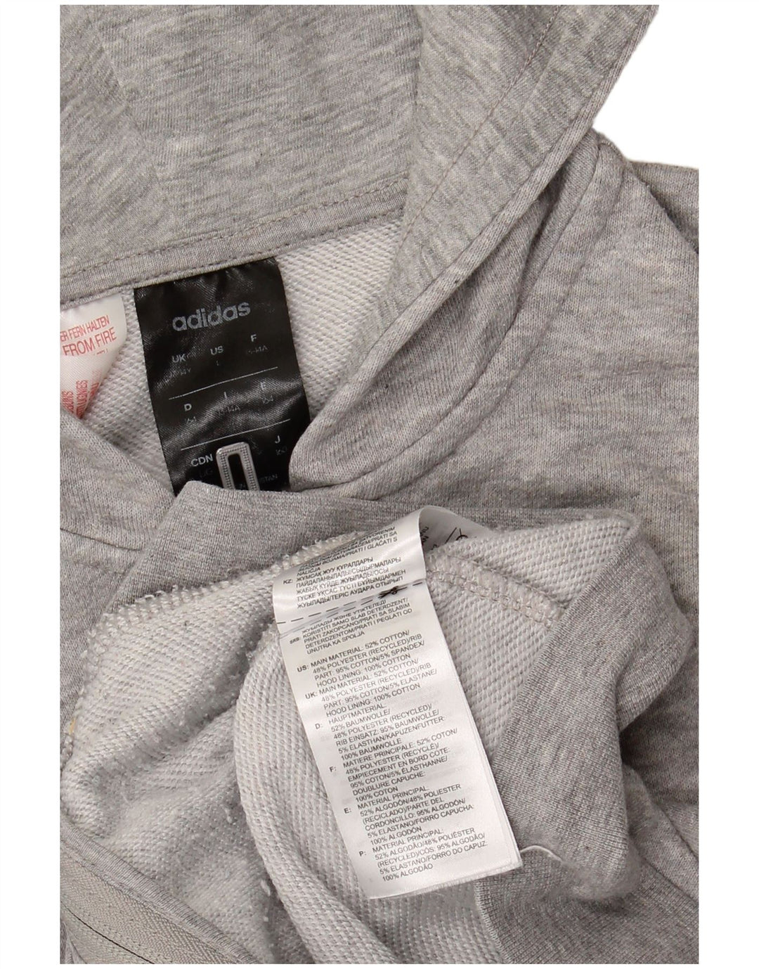 Dziewczęcy sweter z kapturem i grafiką ADIDAS, zapinany na zamek, 13-14 lat, szara bawełna