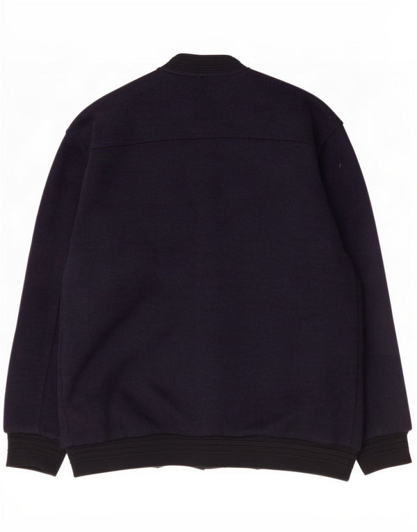 Vintage Mens Knit Bomber Jacket UK 40 Large Navy Blue