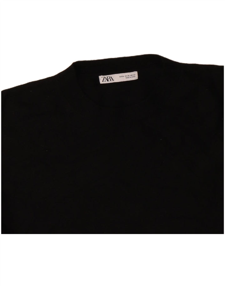 Damski sweter oversize ZARA z okrągłym dekoltem UK 18 XL, czarna wełna