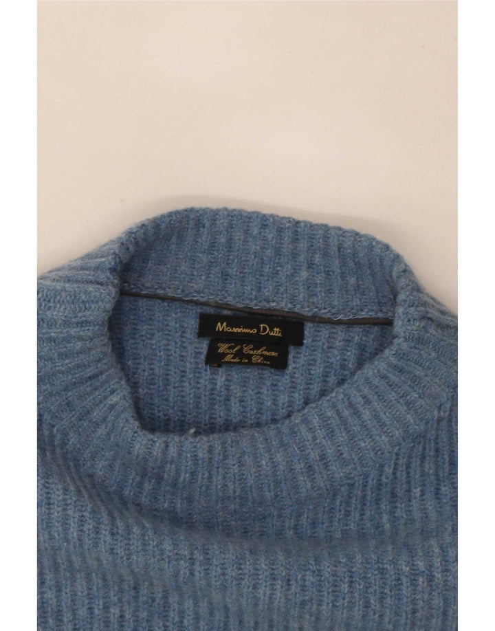 Męski sweter z golfem Massimo Dutti, średnioniebieski, wełniany