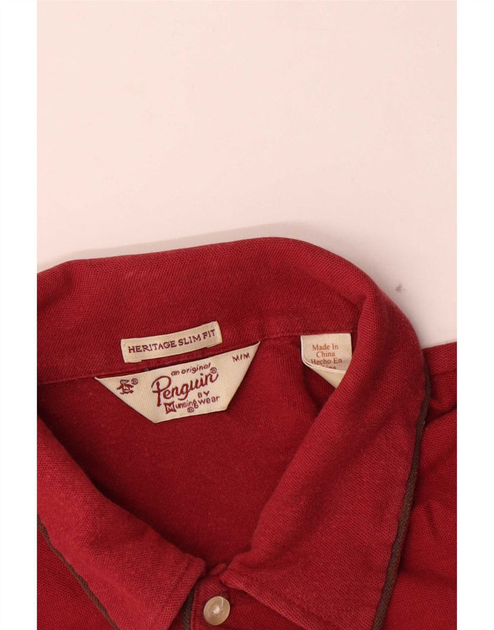 Męska koszulka polo Penguin Heritage o dopasowanym kroju, średnio czerwona, bawełniana