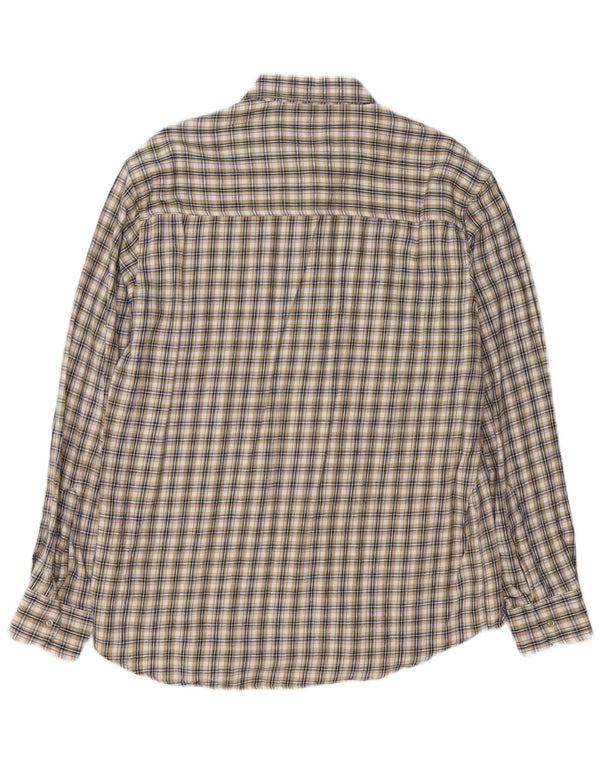 VINTAGE Męska koszula flanelowa w dużą beżową kratę, bawełniana