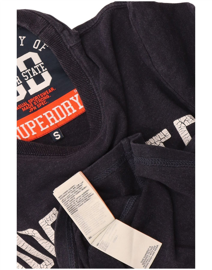 Męski top Superdry z grafiką, długim rękawem, mały, granatowy, bawełniany