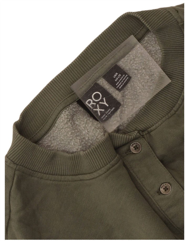 Damska bluza Roxy z guzikami i dekoltem, UK 16, duża bawełna khaki
