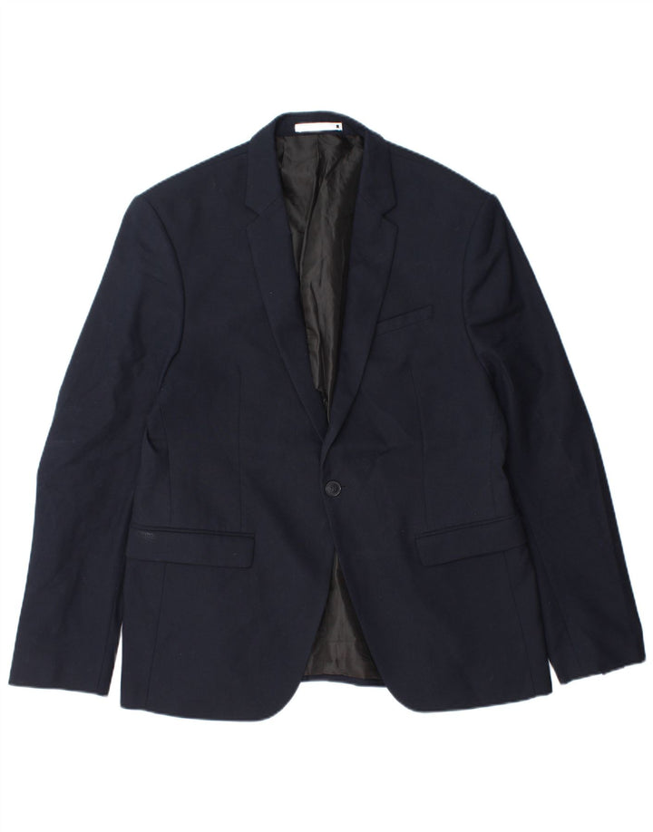 Męska marynarka Zara zapinana na 1 guzik EU 52, duży granatowy poliester