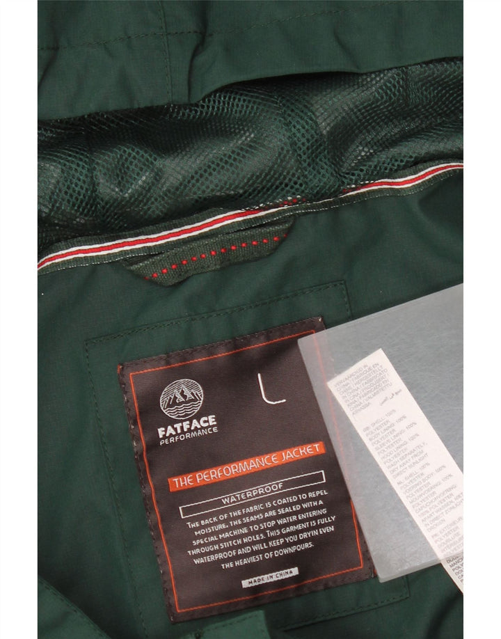 Męska kurtka wiatrówka z kapturem Fat Face UK 40, duża, zielona, poliestrowa