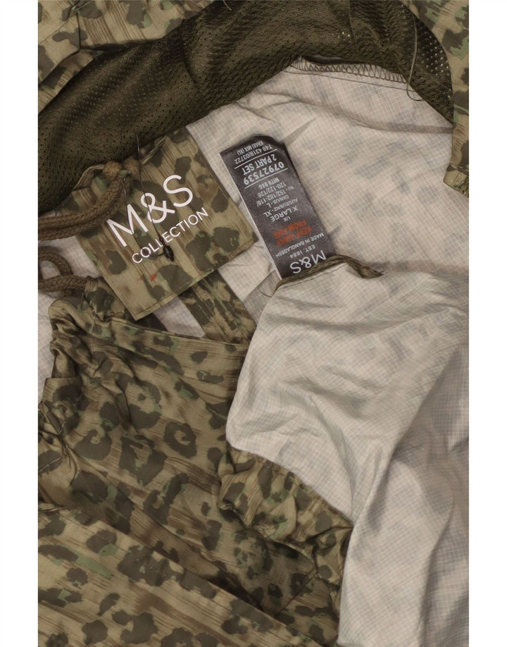 Marks & Spencer Damska kurtka parka oversize UK 18 XL Khaki Zwierzęcy nadruk