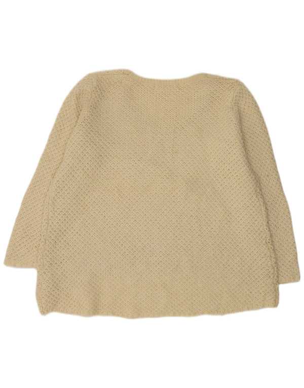 Damski sweter Zara z dekoltem w łódkę UK 16, duży, złamany biały akryl