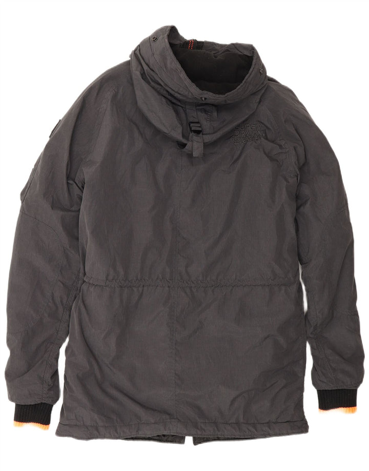 Męska kurtka parka z kapturem Superdry UK 38 Średni szary nylon