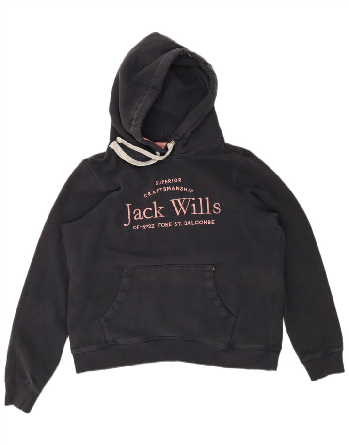 Damski sweter z kapturem Jack Wills Graphic, oversize, UK 12, średni granatowy