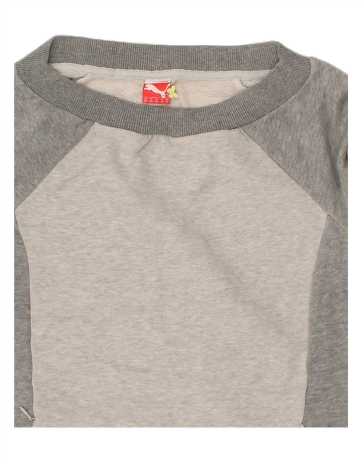 PUMA Womens Sweatshirt Jumper UK 8 Small  Grey Cotton Vintage Puma and Second-Hand Puma from Messina Hembry 
