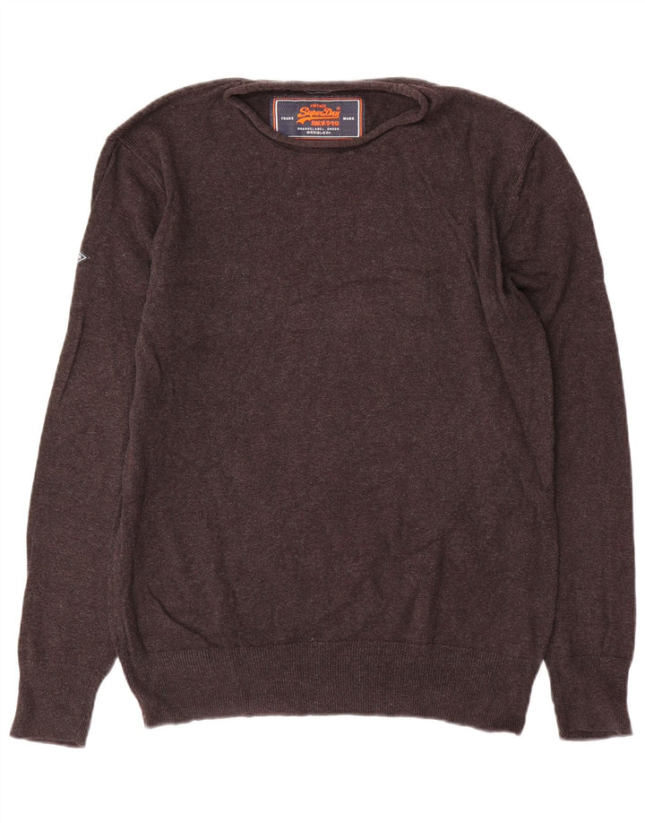 Męski sweter Superdry z dekoltem w łódkę, średnioszary, bawełniany
