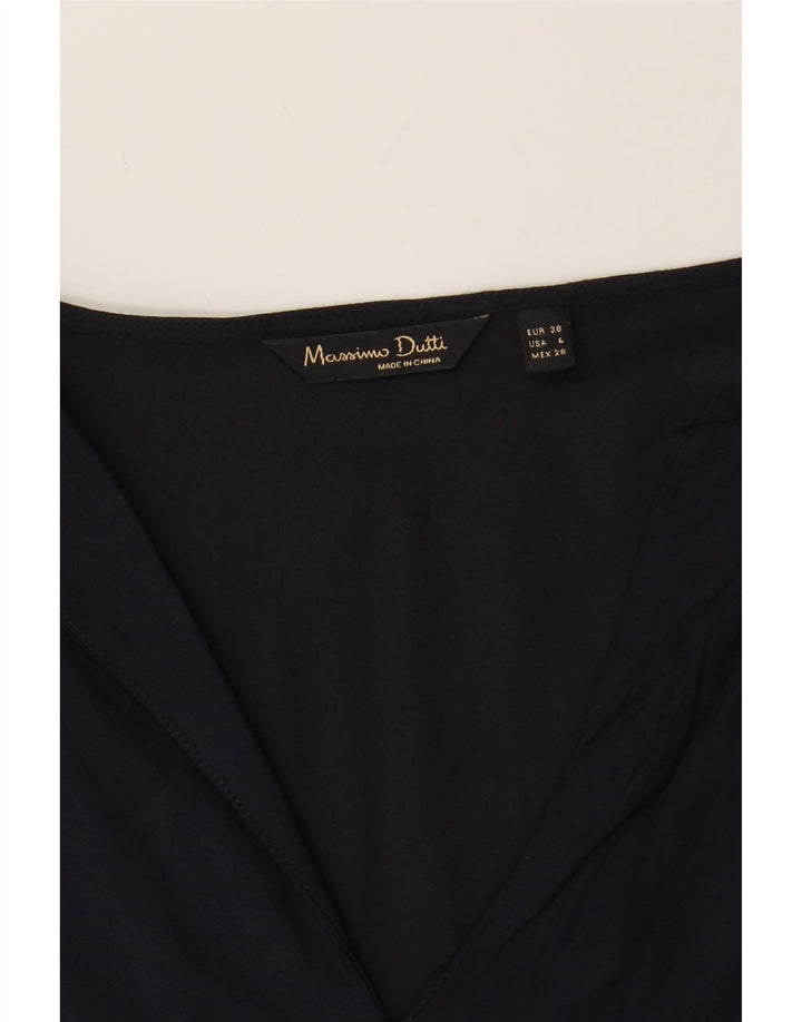 MASSIMO DUTTI Womens Long Sleeve Blouse Top EU 38 Small Navy Blue Viscose Vintage Massimo Dutti and Second-Hand Massimo Dutti from Messina Hembry 