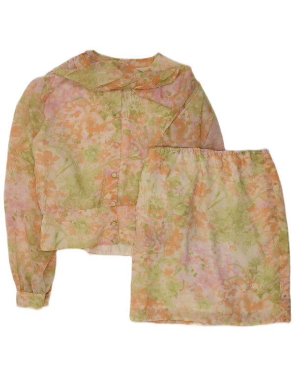 Vintage damski 2-częściowy zestaw spódnic UK 14 Medium W30 wielokolorowy kwiatowy